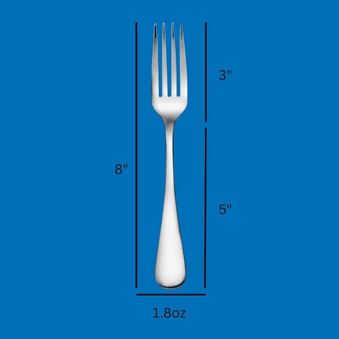 Liberty Tabletop Annapolis Flatware Set, 18/10 Stainless Steel, 12 Piece Service for 4, Made in USA, Dinner Forks, Knives, Spoons