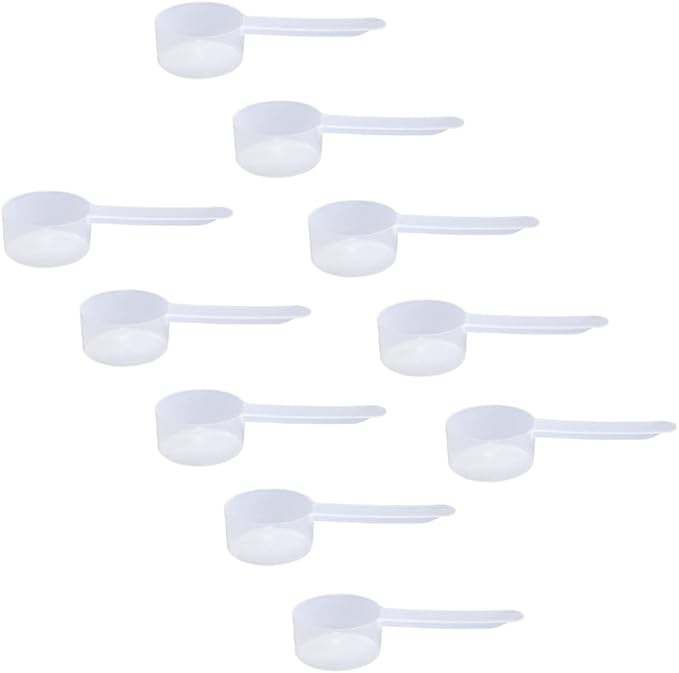 Plastic Measuring Scoop, 1.5 Tablespoon (23 cc | 23 mL) Long Handle Spoons for Powders, Granules, Coffee, Pet Food, Baking Supplies, Protein and Other Dry Goods, BPA Free (Set of 10)
