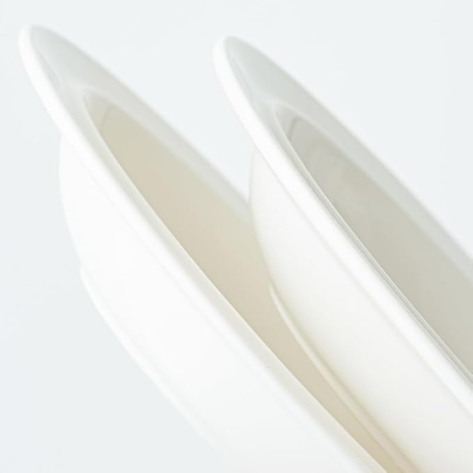 9-inch Porcelain Dinner Plate Set of 6 - Microwave, Oven and Dishwasher Safe, Scratch Resistant. (9-inch White)