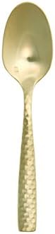 Fortessa Lucca Faceted 18/10 Stainless Steel Flatware, Tea/Coffee Spoon, 5.9", Set of 12, Brushed Gold