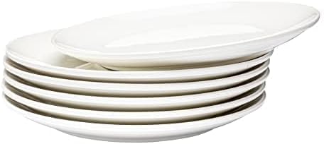 Vikko Dinner Plate, Set of 6 White Plates, Ceramic Dinner Plates Set, Stackable 10 Inch Dinner Plates for Every Day and Special Occasion, Restaurant Style, Dishwasher Safe, Microwave Safe