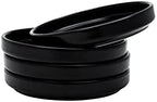 Vikko Dessert Plate, Set of 4 Elegant Dessert Plates with Rim, Black, Porcelain, Stackable 6 Inch Dessert Plates, Dishwasher Safe