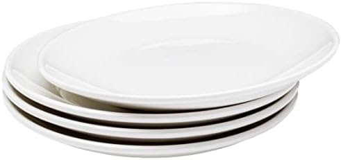 Vikko Dessert Plate, Set of 4 White Plates, Fine Porcelain, Stackable 7 Inch Dessert Plates, Dishwasher Safe, 7/'' Dessert Plate