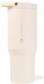 HydroJug Sport - Stainless Steel Tumbler with Straw, Vacuum Insulated, 40oz Leakproof Water Bottle, Ergonomic Design, Reusable, Dishwasher Safe, Rubber Base, Durable for Gym or Outdoors, Cream