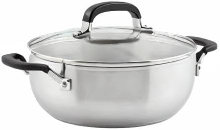 KitchenAid 71021 Stainless Steel Casserole with Lid, 4 Quart - Brushed Stainless Steel