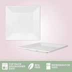 [6 x 4 Pack] 10" x 10" White Square Melamine Plates, Unbreakable Elegant Dinnerware Set With Sauce Dish