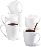 Chulan White Over 45% Bone Content Fine Bone China Coffee Mugs 10 oz, Lightweight Porcelain Cups for Espresso Latte Mocha Cappuccino, Luxury Thin Ceramic Tea Cup, Set of 6 Dishwasher Microwave Safe