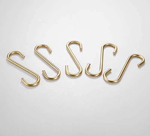 21.6 Inch Towel Bar with 5 S Shaped Hooks,Brass Towel Holder Brushed Gold Towel Rack for Bathroom Kitchen