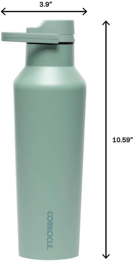 Corkcicle Classic Sport Canteen Insulated Water Bottle - Keeps Beverages Cold 25 Hours - Triple Insulated - Summer Drinkware Gift - Keeps Drinks Ice Cold - Leak-Proof Cap - 20 oz - Thyme