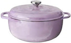Lodge 6 Quart Enameled Cast Iron Dutch Oven with Lid – Dual Handles – Oven Safe up to 500° F or on Stovetop - Use to Marinate, Cook, Bake, Refrigerate and Serve – Lilac