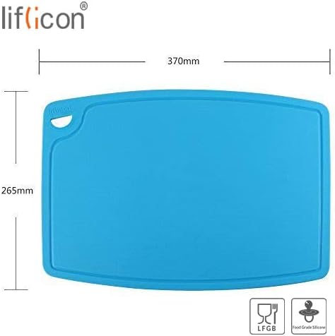 Extra Large Thick Silicone Cutting Boards for Kitchen 14.6'' x 10.43'' Flexible Cutting Chopping Boards/Mats Non-slip Deep Drip Juice Groove, Dishwasher Safe-Blue