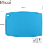 Extra Large Thick Silicone Cutting Boards for Kitchen 14.6'' x 10.43'' Flexible Cutting Chopping Boards/Mats Non-slip Deep Drip Juice Groove, Dishwasher Safe-Blue