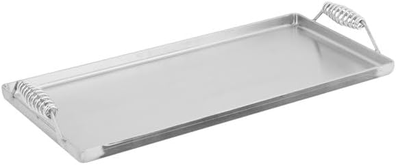 11 x 23 Inch Portable Steel Griddle, Black Rectangle Stovetop Cooking Surface with Heat Resistant Handles, 7 Gauge Polished Steel, Made in USA