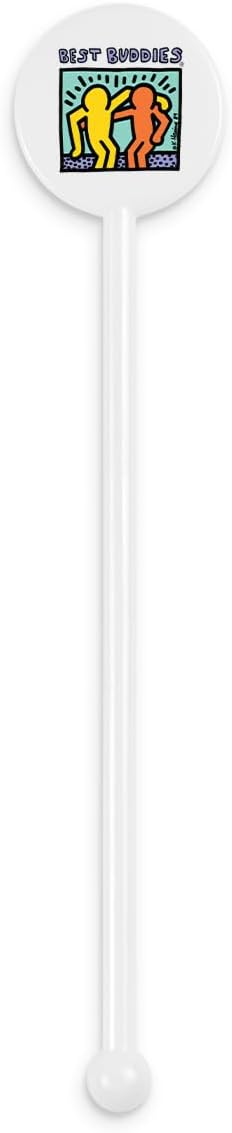 5.5" Custom White Disc-Top Stirrer – Personalized Drink Stirrers with Full-Color Printing – Bright, Clean Look for Cafés, Bars & Events – 50 Pack