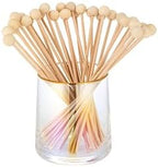 100 Pieces 6Inch Rock Candy Sticks with Ball Wooden Sticks Wood Cake Sticks Drink Stirrer Sticks for Lollipop Coffee Appetizer Skewers (Round)