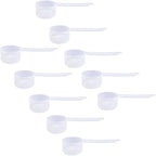 Plastic Measuring Scoop, (43 cc | 1.5 Oz. | 43 mL) Long Handle Spoons for Powders, Granules, Coffee, Pet Food, Baking Supplies, Protein and Other Dry Goods, BPA Free (Set of 10)