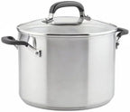KitchenAid Stainless Steel Stockpot with Measuring Marks and Lid, 8 Quart, Brushed Stainless Steel