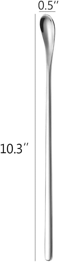 Delove Long Stainless Steel Cocktail Stirrers Stir Cocktail Drink Swizzle Stick Beverage Coffee Mixing Stirring Spoon- Tiny Salt Condiment Spoon (10.3-inch)