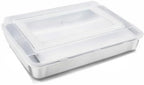 E-far Stainless Steel Baking Pan with Lid, 12⅓ x 9¾ x 2 Inch Rectangle Sheet Cake Pans with Covers Bakeware for Cakes Brownies Casseroles, Non-toxic & Healthy, Heavy Duty & Dishwasher Safe