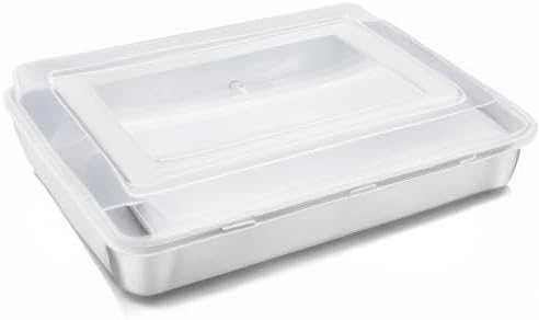 E-far Stainless Steel Baking Pan with Lid, 12⅓ x 9¾ x 2 Inch Rectangle Sheet Cake Pans with Covers Bakeware for Cakes Brownies Casseroles, Non-toxic & Healthy, Heavy Duty & Dishwasher Safe