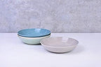 Sango Siterra Artist's Blend Stoneware Pasta Bowls (Set of 4) Multi Assorted Colors– Featuring Soft Gray, Blue, Green, and Ivory, for Everyday Dining & Entertainment, Microwave & Dishwasher Safe