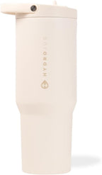 HydroJug Sport - Stainless Steel Tumbler with Straw, Vacuum Insulated, 32oz Leakproof Water Bottle, Ergonomic Design, Reusable, Dishwasher Safe, Rubber Base, Durable for Gym or Outdoors, Cream