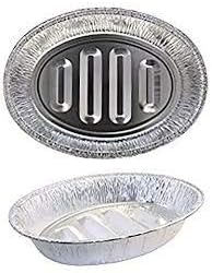4 Count Disposable Turkey Roasting Aluminum Pans | Extra Large Heavy-Duty Foil Container | Deep, Oval Shape for Meat, Chicken, Roasts, Ribs, Cooking | Recyclable