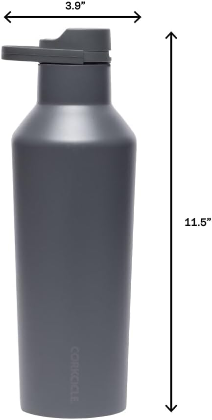 Corkcicle Sport Canteen Insulated Tumbler, Flint, 20 oz – Reusable Water Bottle Keeps Beverages Cold for 25 Hours & Hot 12 Hours – Cupholder Friendly Tumbler with Screw-On Cap