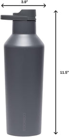 Corkcicle Sport Canteen Insulated Tumbler, Flint, 20 oz – Reusable Water Bottle Keeps Beverages Cold for 25 Hours & Hot 12 Hours – Cupholder Friendly Tumbler with Screw-On Cap
