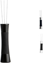 Crema Coffee Products Weiss Distribution Technique (WDT) Tool | Even Coffee Ground Distribution for Better Extraction | Stainless Steel with Silicone Grip | Includes 6 Pins & Storage Vault | Black