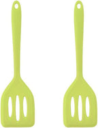 2Pack Small Silicone Turner High Heat Resistant Slotted Spatula for Fish, Eggs, Pancakes and More (8.2 IN, Green)