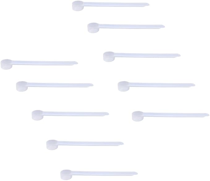 Plastic Measuring Scoop, (1.25 cc | 1/4 teaspoon | 1.25 mL) Long Handle Spoons for Powders, Granules, Coffee, Pet Food, Baking Supplies, Protein and Other Dry Goods, BPA Free (Set of 10)