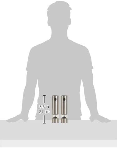 Cole & Mason Battersea Electronic Salt & Pepper Mill Gift Set - One-Button Electric Spice Grinder with Large Grinding Chamber - Adjustable Grind Knob - Electric Kitchen Tool - Stainless Steel