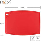 Extra Large Thick Silicone Cutting Boards for Kitchen 14.6'' x 10.43'' Flexible Cutting Chopping Boards/Mats Non-slip Deep Drip Juice Groove, Dishwasher Safe-Red