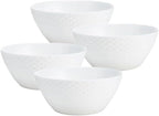 Mikasa Trellis Bone China 16-Piece Dinnerware Set, Service for 4, White Lightweight Porcelain with Textured Design, Chip-Resistant and Dishwasher Safe