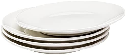 Vikko Appetizer Plates, Set of 4 White Ceramic Plates, Salad Plates Set, Stackable 8 Inch Round Plates, Dishwasher Safe, Bead and Butter Plates, Durable Plates for All Occasions