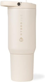 HydroJug Sport - Stainless Steel Tumbler with Straw, Vacuum Insulated, 20oz Leakproof Water Bottle, Ergonomic Design, Reusable, Dishwasher Safe, Rubber Base, Durable for Gym or Outdoors, Cream