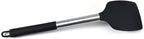 2Pack Small Silicone Turner High Heat Resistant Slotted Spatula for Fish, Eggs, Pancakes and More (Set of 2, Black2)
