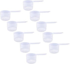 Plastic Measuring Scoop, 6 Tablespoon (90 cc | 3/8 Cup | 3 oz. | 90 mL) Long Handle Spoons for Powders, Granules, Coffee, Pet Food, Baking Supplies, Protein and Other Dry Goods, BPA Free (Set of 10)