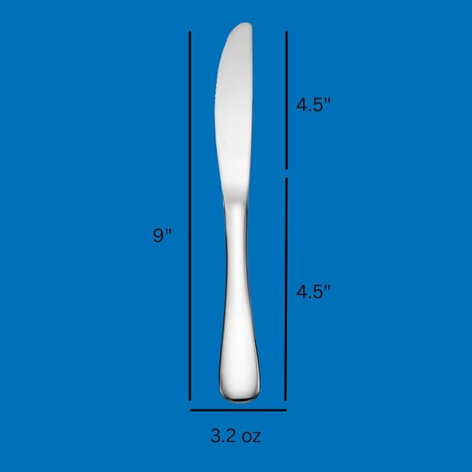 Liberty Tabletop Annapolis Flatware Set, 18/10 Stainless Steel, 12 Piece Service for 4, Made in USA, Dinner Forks, Knives, Spoons