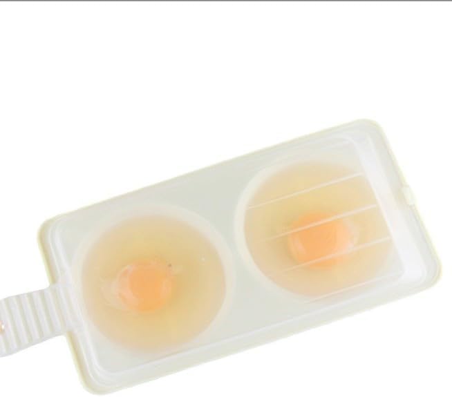 1Pc White 2 Slots Microwave Oven Egg Steamer Poacher Cooker, Rectangular,Poach Eggs, Boil Eggs, Cook Eggs, Steam Eggs Egg Poachers Specialty Cookware (2 Eggs Capacity)