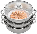 12.8in 3 Tier Stainless Steel Steamer Pot Multipurpose Stainless Steel Steam Pot Cookware Steamer Pot with Lid for Cooking Vegetable Stock Sauce Food