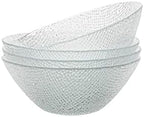 Vikko Elegant Textured Glass Salad Bowls, Set of 4, 6.5 Inch, Stackable, Dishwasher Safe