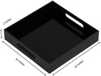 Glossy Black Sturdy Acrylic Serving Tray with Handles-10x10Inch-Serving Coffee,Food,Breakfast,Butler-Kitchen Countertop Tray-Makeup Drawer Organizer-Vanity Table,Ottoman Tray-Decorative Tray