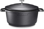 Large Dutch Oven Pot with Lid-7.5QT Cast Aluminum Oven Pot with Two Handles Lightweight for Bread Baking Braising and Roasting(Black)
