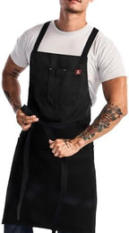 hedley & bennett Crossback Apron - Crossback Chef Apron with Pockets - 100% Cotton Canvas, 8oz - Caviar