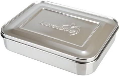 LunchBots Large Cinco Stainless Steel Lunch Container - Five Section Design Holds a Variety of Foods - Metal Bento Box - Dishwasher Safe - Stainless Lid