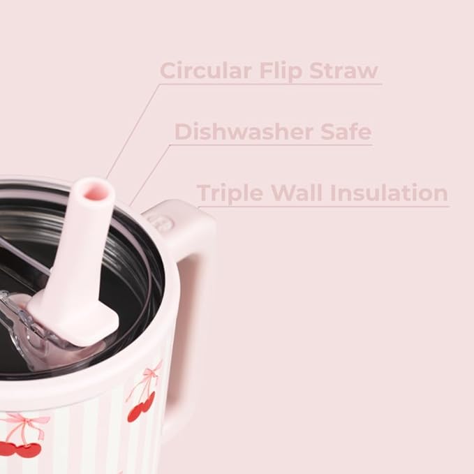 HydroJug Kids - 20 oz Insulated Kids Water Bottle with Flip Straw & Handle | Leak-Proof & Durable | Perfect for School, Sports, Lunch, Travel & Camp, Sweet Cherry