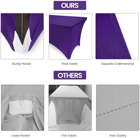 Utopia Kitchen 6FT Spandex Tablecloth [1 Pack, Purple] 200 GSM Stretch, Fitted, Washable and Wrinkle Resistant Table Cloth Rectangle Cover for Trade Shows, Wedding, Parties [72Lx30Wx30H Inch]