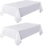 sancua 2 Pack White Tablecloth 60 x 84 Inch, Rectangle 4 Feet Table Cloth - Stain and Wrinkle Resistant Washable Polyester Table Cover for Dining Tables, Buffet Parties and Camping